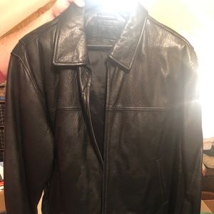 Men’s black leather jacket